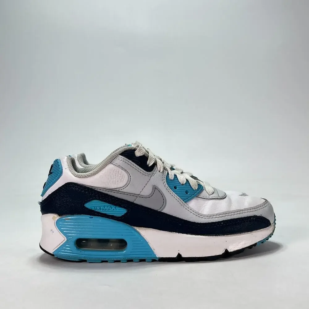 Nike Air Max 90 White Baltic Blue Casual Sneakers Shoes HF6358-100 Youth Size 2Y